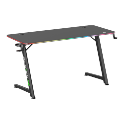 Z-Shaped Gaming Desk with RGB Lighting on Desk Edge