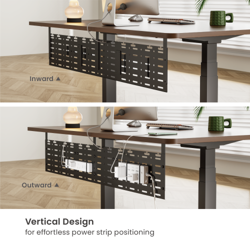 Large Screw-Mounted Vertical Under-Desk Cable Tray CC11-20-3S for effortless power strip positioning from china(chinese)