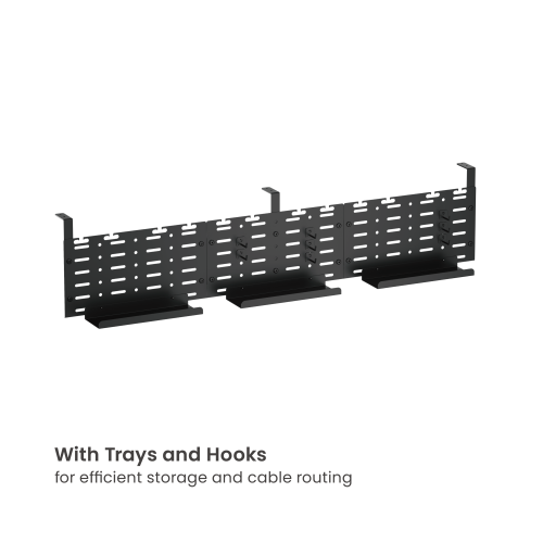 Large Screw-Mounted Vertical Under-Desk Cable Tray CC11-20-3S for effortless power strip positioning from china(chinese)