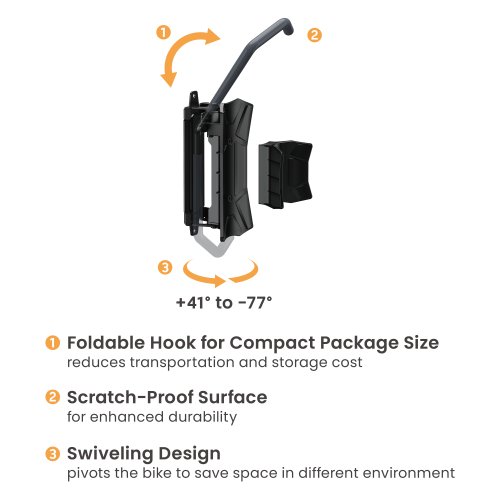 Wall-Mounted Bike Rack (with Larger Hook) LBM14-02  Recommended for fat bikes, e-bikes. from china(chinese)