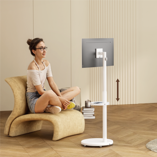 Height Adjustable Mobile Gas Spring Display Floor Stand FS58-11TW-01 with 3-Pin Female Plug Power Cable from china(chinese)