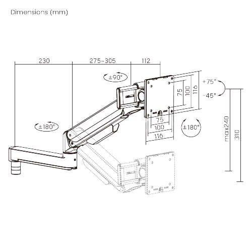 Mechanical Spring Monitor Arm with Slider LDT86-P08  For customized configurations and easy upgrades from china(chinese)