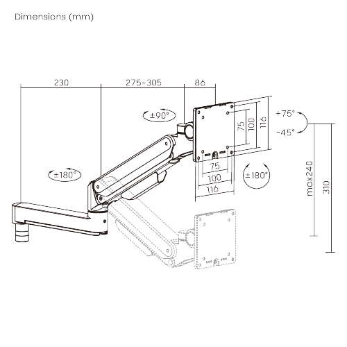 Mechanical Spring Monitor Arm LDT86-P07 For customized configurations and easy upgrades from china(chinese)
