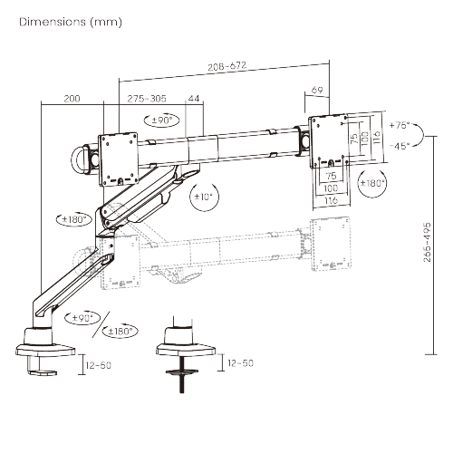 Modular Mechanical Spring Dual Monitor Arm LDT86-C022 Smooth adjustments, lasting performance. from china(chinese)