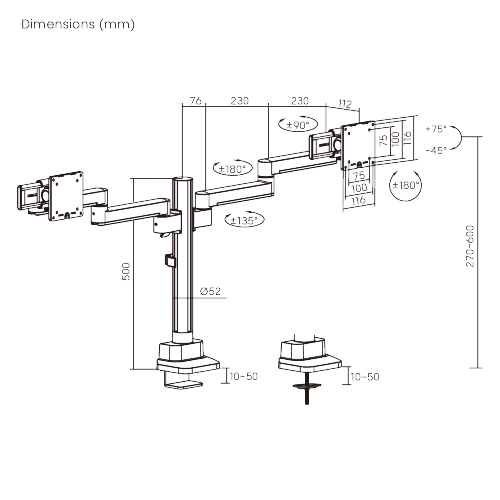 Modular Articulating Dual Monitor Arm with Sliders LDT86J-C024S  Smooth adjustments, lasting performance. from china(chinese)