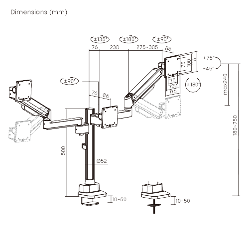 Modular Mechanical Spring Triple Monitor Arm LDT86S-C034  Smooth adjustments, lasting performance. from china(chinese)