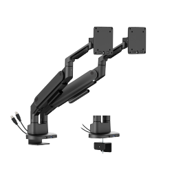 Space-Efficient Gas Spring Dual-Screen Monitor Arm with USB-A & USB-C Ports