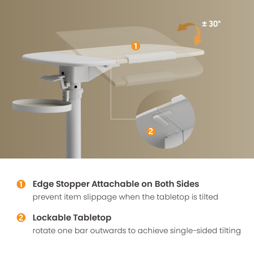 Storage-Savvy Height Adjustable Mobile Side Table FMT03-01 With storage tray in MDF base from china(chinese)