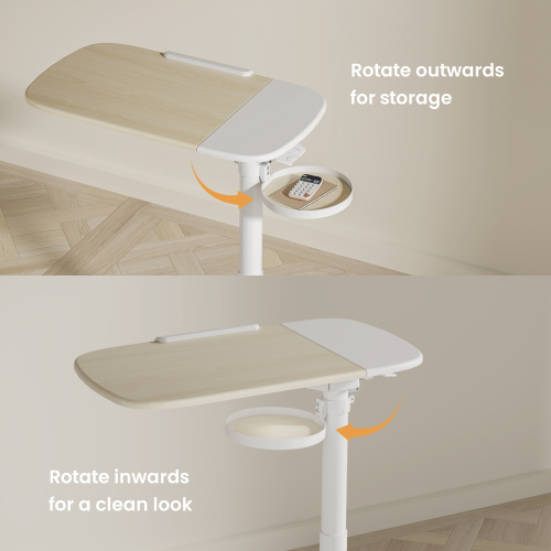 Storage-Savvy Height Adjustable Mobile Side Table FMT03-01 With storage tray in MDF base from china(chinese)