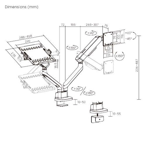 ELITE Mechanical Spring Monitor Arm with Laptop Holder LDT118-C024ML Leads the modernity by appearance and functionality. from china(chinese)