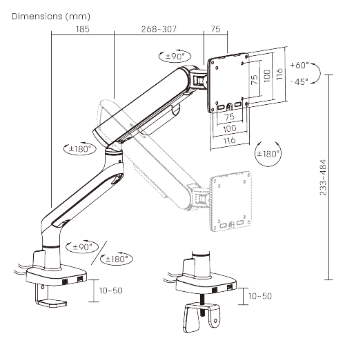ELITE Mechanical Spring Monitor Arm with USB-A & USB-C Ports LDT118-C012UC Leads the modernity by appearance and functionality. from china(chinese)
