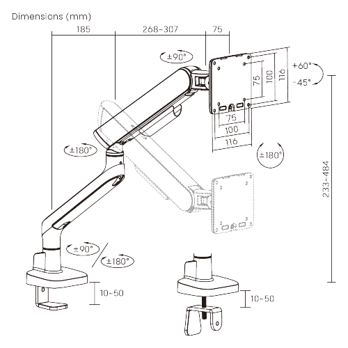 ELITE Mechanical Spring Monitor Arm LDT118-C012 Leads the modernity by appearance and functionality. from china(chinese)