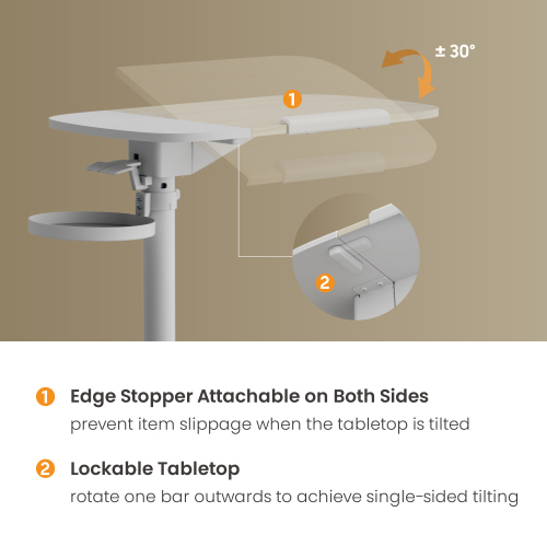 Storage-Savvy Height Adjustable Mobile Side Table FMT03-02 With storage tray in felt base from china(chinese)