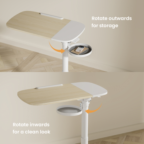 Storage-Savvy Height Adjustable Mobile Side Table FMT03-02 With storage tray in felt base from china(chinese)