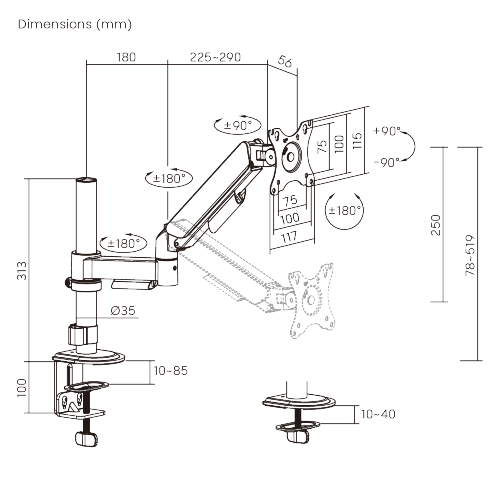 Super Economical Pole-Mounted Single-Screen Mechanical Spring Monitor Arm LDT97-C012PE  from china(chinese)