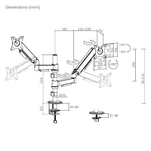 Super Economical Pole-Mounted Dual-Screen Gas Spring Monitor Arm LDT97-C024P  from china(chinese)