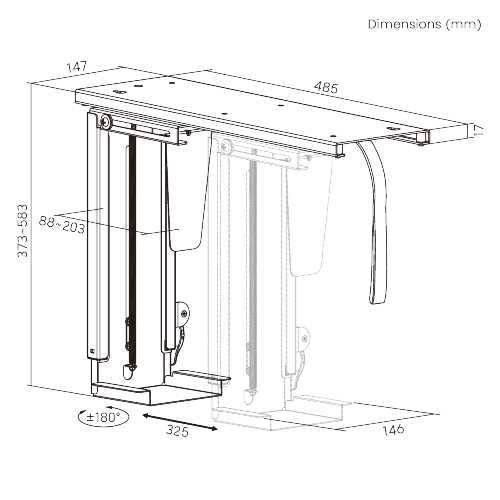 SOPORTE PARA CPU DEBAJO DEL ESCRITORIO AJUSTABLE SIN ESCALAS CON RIEL DESLIZANTE  CPB-20 Con un Mango de Bloqueo Fácil para Ajuste de Altura from china(chinese)