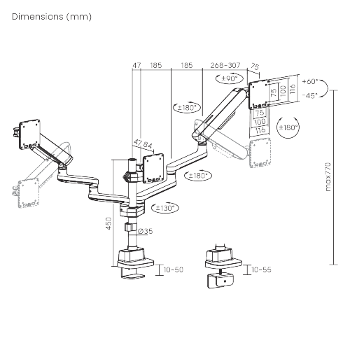 ELITE Triple-Screen Pole-Mounted Mechanical Spring Monitor Arm LDT118-C036P Leads the modernity by appearance and functionality. from china(chinese)