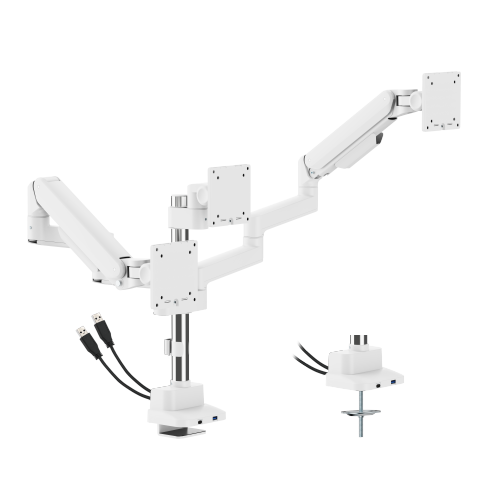 Deluxe Mechanical Spring Triple Monitor Arm with USB-A/USB-C Ports (Pole Mounted) LDT86-C036UCP Smooth adjustments, lasting performance. from china(chinese)