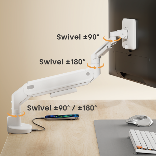 Space-Efficient Mechanical Spring Monitor Arm with USB-A & USB-C Ports LDT116-C012UCE Shorter upper arm, larger desktop space from china(chinese)