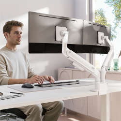 Space-Efficient Gas Spring Dual-Screen Monitor Arm