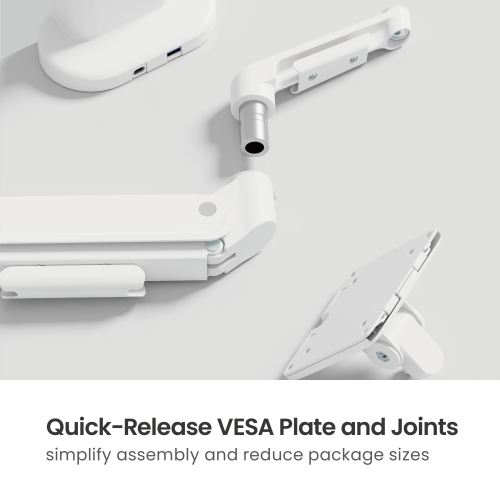 Space-Efficient Gas Spring Dual-Screen Monitor Arm with USB-A & USB-C Ports LDT116-C024UC Shorter upper arms, larger desktop space from china(chinese)