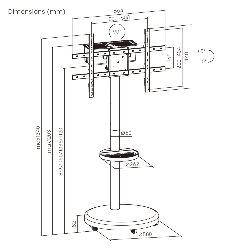 Heavy-Duty Rolling TV Floor Stand with Storage Case & Shelf FS38-46TWE Flexibility combines integrated cable management from china(chinese)