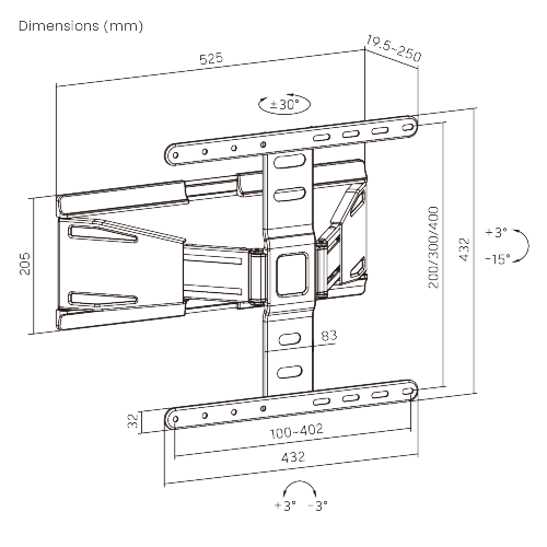 Ultra-Slim Full-Motion TV Wall Mount LPA79-444 For most 37"-75" TVs from china(chinese)