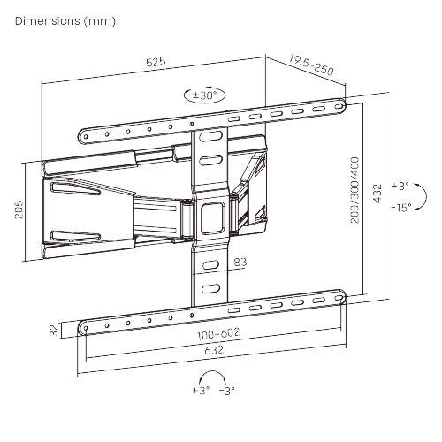 Ultra-Slim Full-Motion TV Wall Mount LPA79-464 For most 43"-90" TVs from china(chinese)