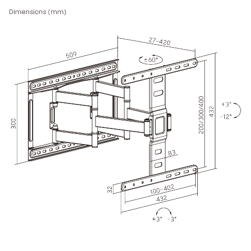 Modern Ultra-Slim Full-Motion TV Wall Mount LPA83-446 For most 37"-75" TVs from china(chinese)