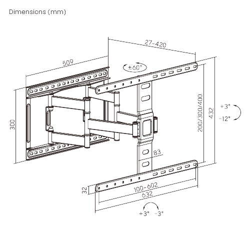 Modern Ultra-Slim Full-Motion TV Wall Mount LPA83-466 For most 43"-90" TVs from china(chinese)