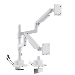 Dual Screen Pole-Mounted SlimFlex Gas Spring Monitor Arm with USB 3.0 Ports