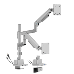 Dual Screen Pole-Mounted SlimFlex Gas Spring Monitor Arm with USB 3.0 Ports
