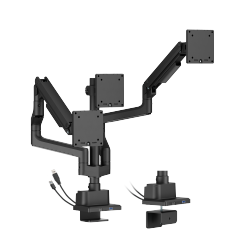 Triple Screen Pole-Mounted SlimFlex Gas Spring Monitor Arm with USB 3.0 Ports