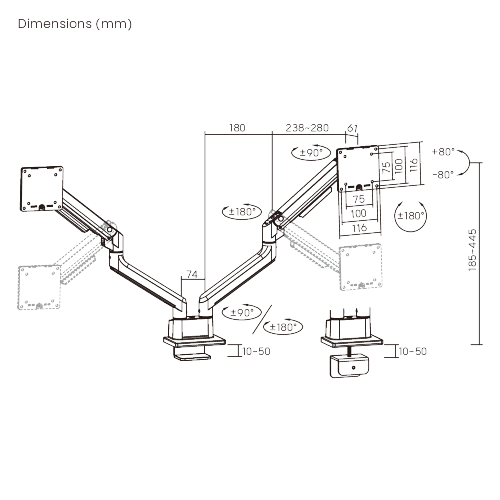 Dual Screen SlimFlex Gas Spring Monitor Arm LDT106-C024  from china(chinese)