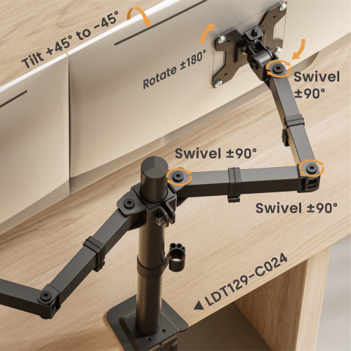 Cost-Effective Articulating Dual-Screen Monitor Arm LDT129-C024 Enjoy optimized viewing to level up working efficiency. from china(chinese)