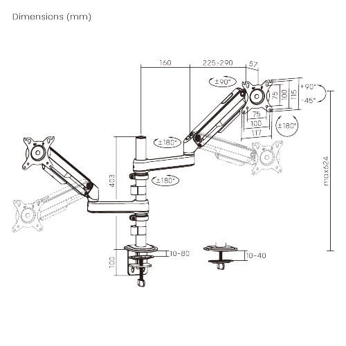Super Economy Gas Spring Pole-Mounted Dual-Screen Monitor Arm LDT112-C024P Designed for precision and comfort. from china(chinese)