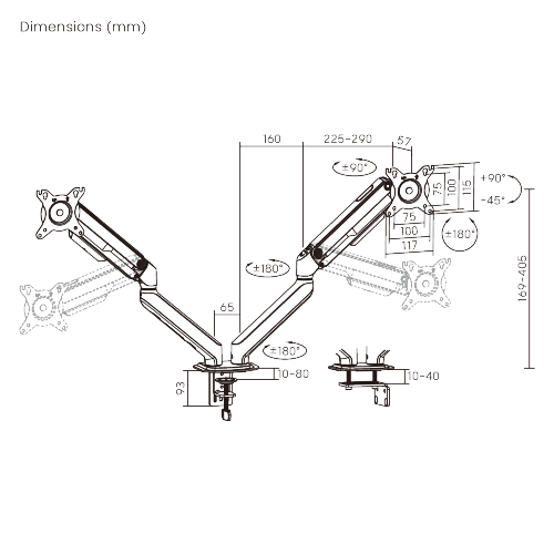 Super Economy Gas Spring Dual-Screen Monitor Arm LDT112-C024 Designed for precision and comfort. from china(chinese)