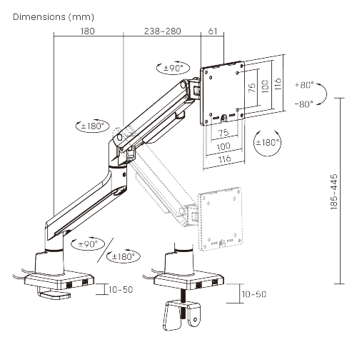 SlimFlex Gas Spring Monitor Arm with USB 3.0 Ports LDT106-C012UC  from china(chinese)