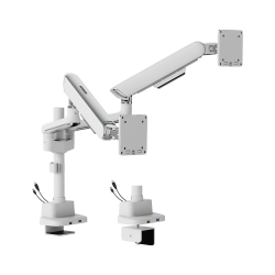 ELITE Dual-Screen Pole-Mounted Mechanical Spring Monitor Arm with USB-A & USB-C Ports
