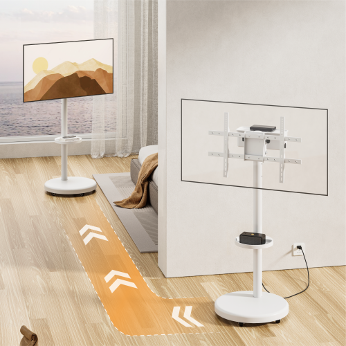 Heavy-Duty Rolling TV Floor Stand with Storage Case & Shelf FS38-46TWE Flexibility combines integrated cable management from china(chinese)