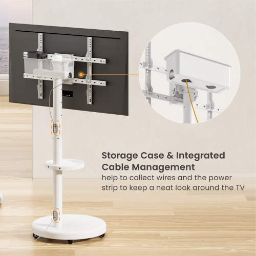 Heavy-Duty Rolling TV Floor Stand with Storage Case & Shelf FS38-46TWE Flexibility combines integrated cable management from china(chinese)