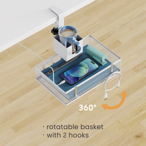 Rotatable Under-Desk Cable Management Storage Tray with Hooks   CC11-15-2  from china(chinese)