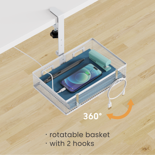 Rotatable Under-Desk Cable Management Storage Tray with Cup Holder & Hooks CC11-15-3  from china(chinese)