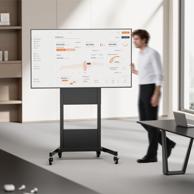 Hand-Protective TV Cart  HAW400E-KP02 Pairing with HAW400E-65 & 75 & 90 display wall mounts. from china(chinese)