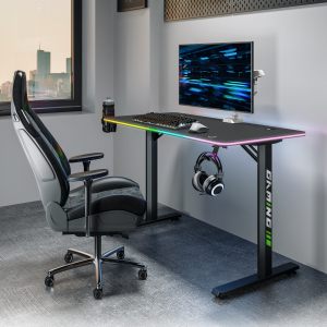 Gaming Desk with RGB Lighting on Desk Edge
