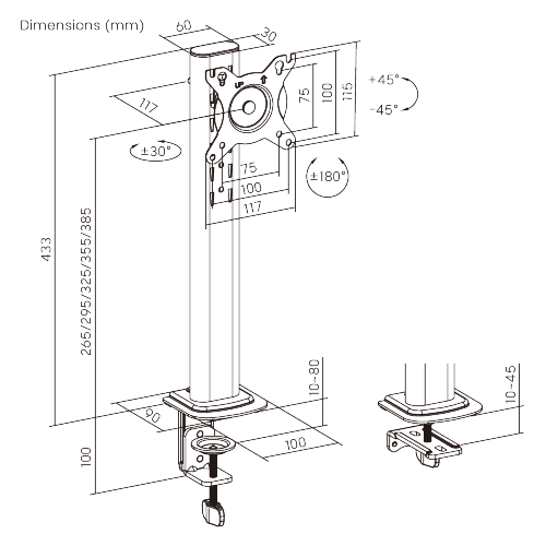 Vertical Lift Single-Screen Monitor Mount LDT125-C01  For most 17"-34" Monitors from china(chinese)