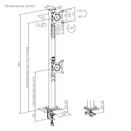  Vertical Lift Dual-Screen Monitor Mount LDT125-C02V For most 17"-34" Monitors from china(chinese)