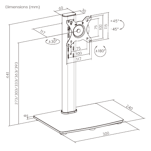 Vertical Lift Single-Screen Monitor Stand LDT125-T01  For most 17"-34" Monitors from china(chinese)
