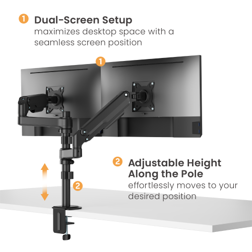 Super Economy Gas Spring Pole-Mounted Dual-Screen Monitor Arm LDT112-C024P Designed for precision and comfort. from china(chinese)